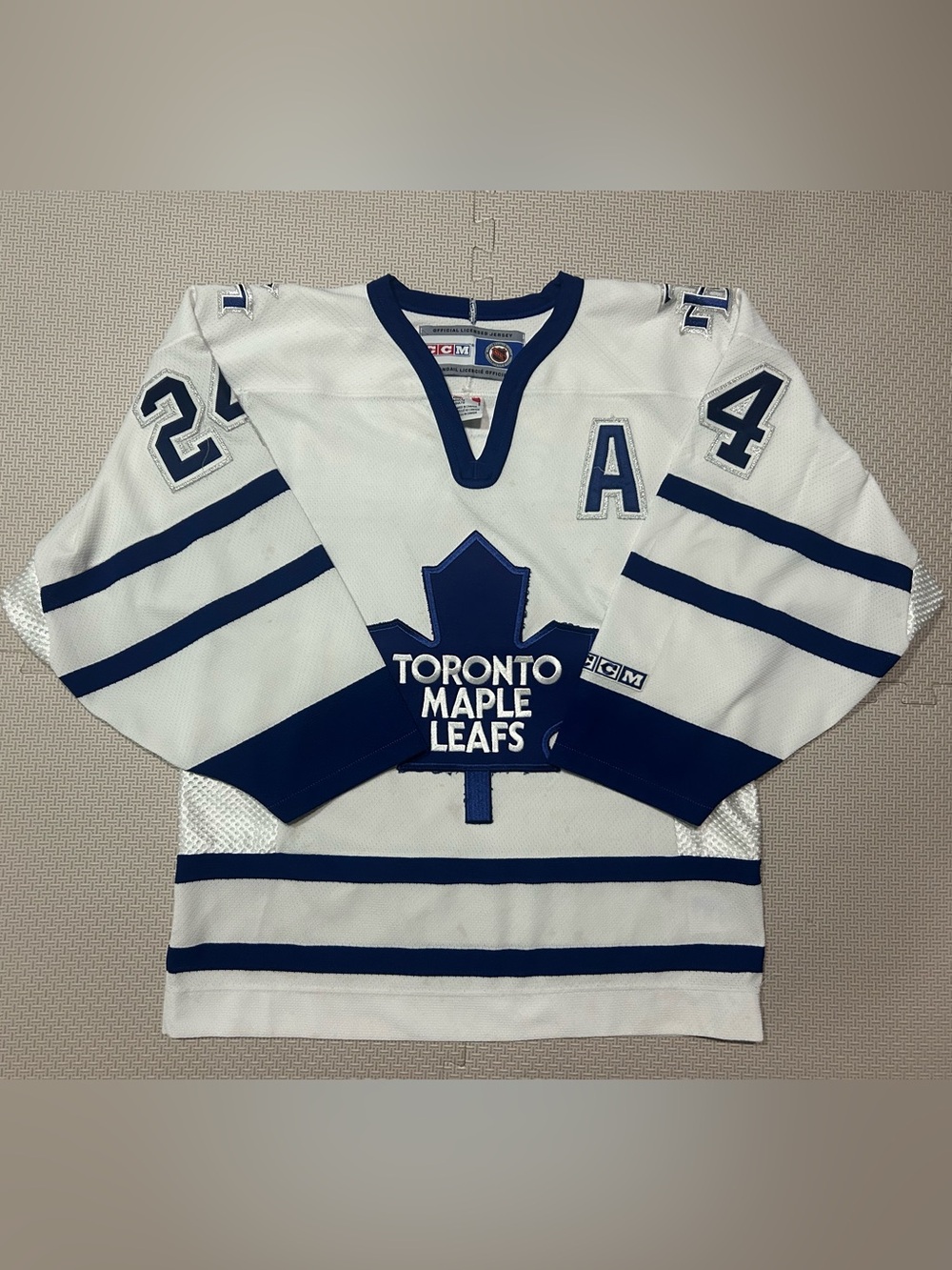 CCM White and Blue Toronto Maple Leafs V-Neck Sweater McCABE
